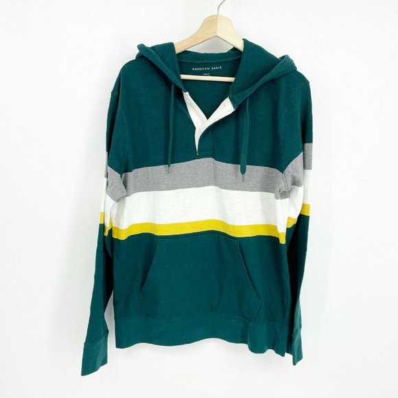 American Eagle Outfitters Other - American Eagle Mens Stripe Hoodie Henley Shirt, M
